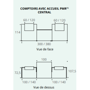 Comptoir avec accueil PMR L300cm