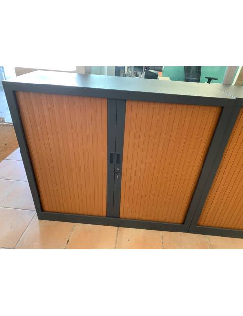 armoire basse Vinco anthracite merisier